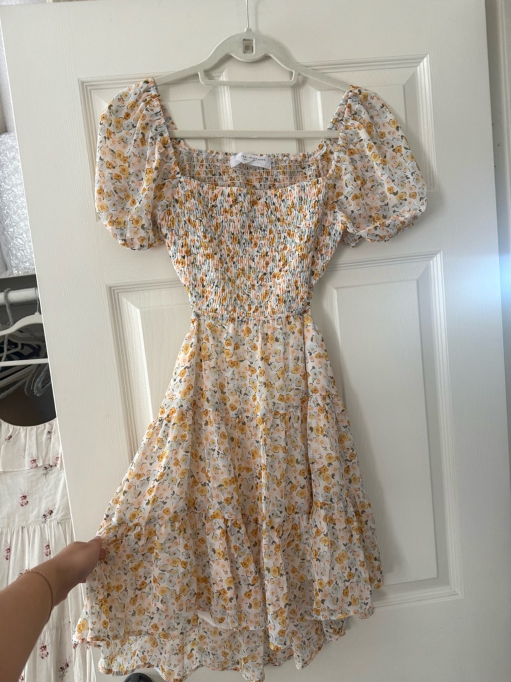 Smocked Floral Sundress by Star Clothing - Yellow & White
